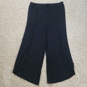 Traveller's by Chico's 2 Ankle Black Pull On Wide Leg Flare Flowy Trousers